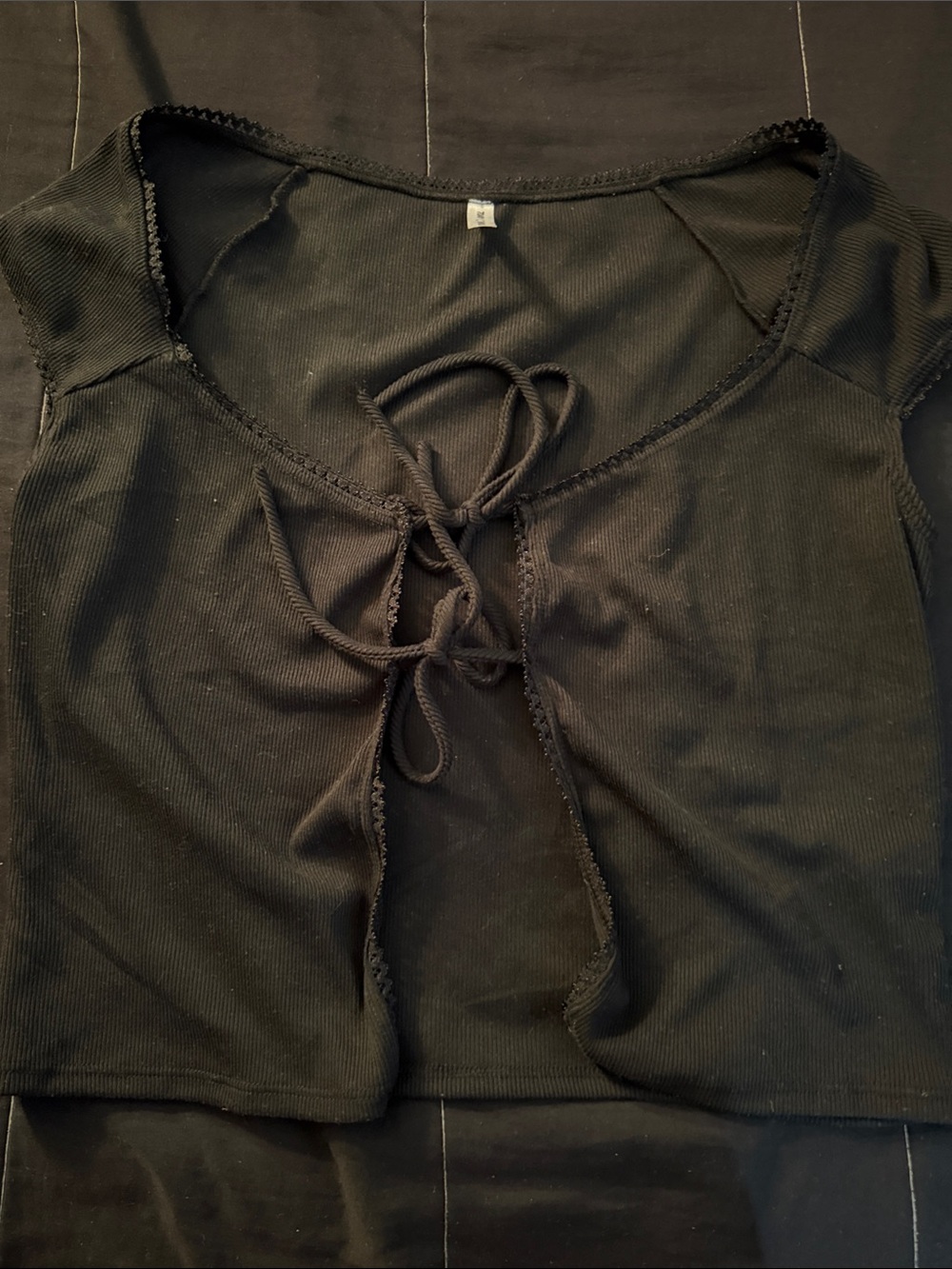 Women’s Black Tie-Front Crop Top
